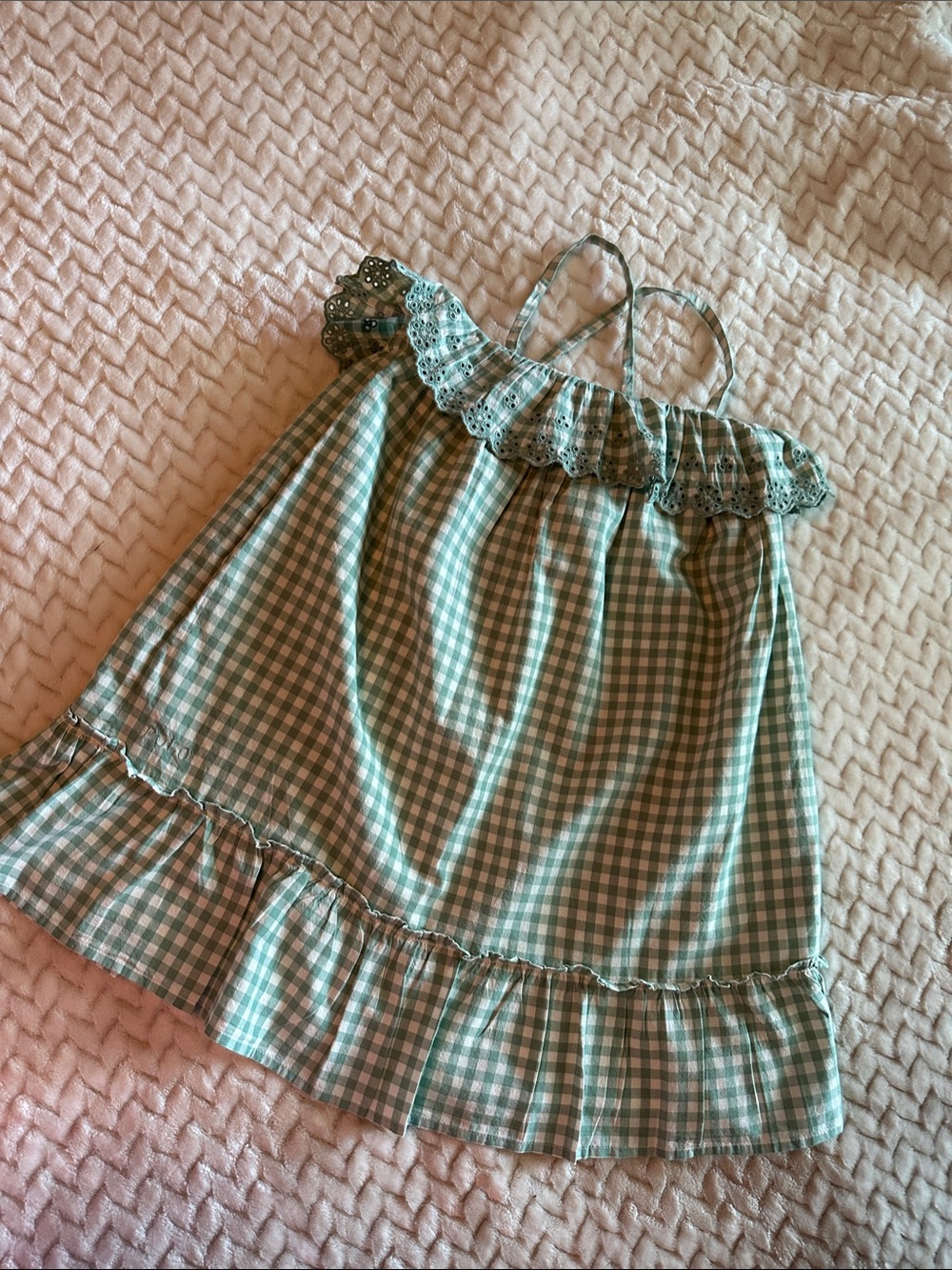Polo by Ralph Lauren Green Gingham Girls One-Piece Dress